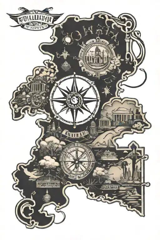 Philadelphia to Georgia state map tattoo design idea
