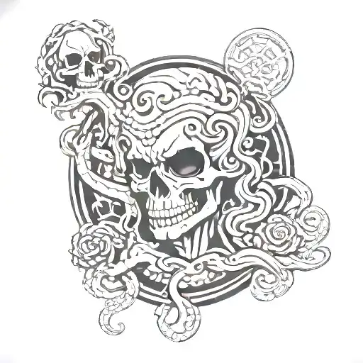skeleton Medusa tattoo design idea