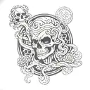 skeleton Medusa tattoo design idea