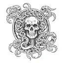 skeleton Medusa tattoo design idea