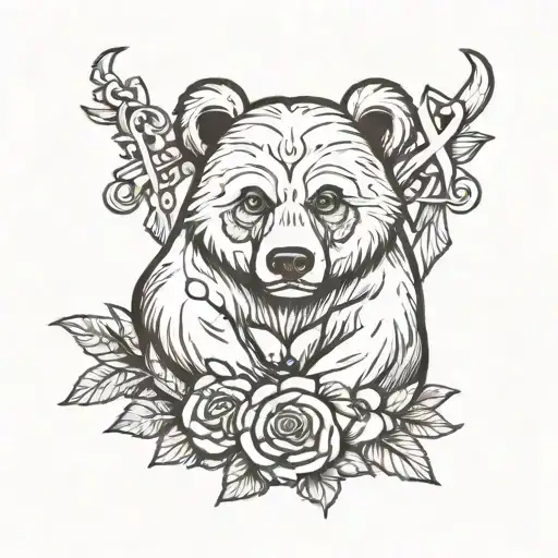 not today with a cancer ribbon and brother bear tattoo design idea