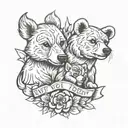 not today with a cancer ribbon and brother bear tattoo design idea