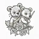 not today with a cancer ribbon and brother bear tattoo design idea