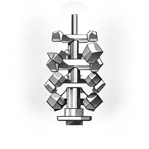 Dumbbells and barbell forming a code snippet tattoo design idea