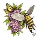 donkey lilac tree bee butterfly   tattoo design idea