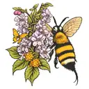 donkey lilac tree bee butterfly   tattoo design idea