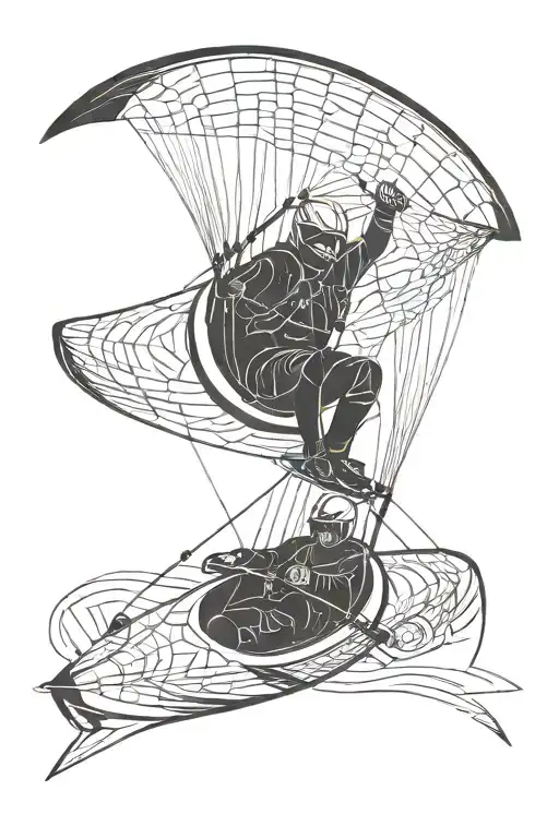 paraglider, white water kayak tattoo design idea