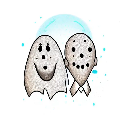 3 sad cartoon ghosts with crossed out eyes tattoo design idea