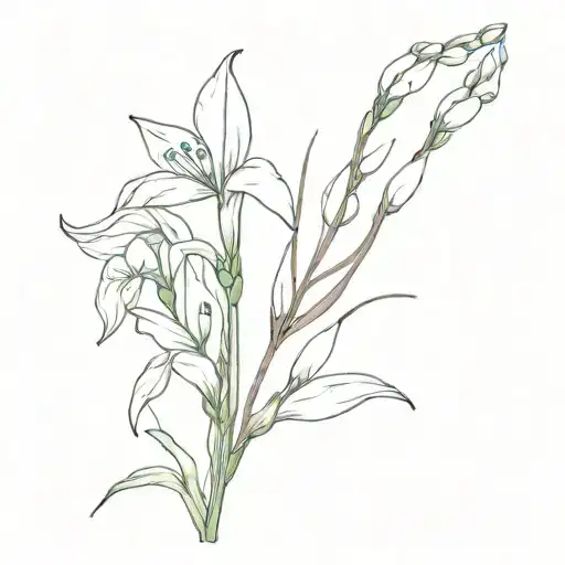 gladioli and snowdrops tattoo design idea