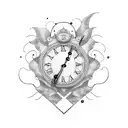 clock burning tattoo design idea