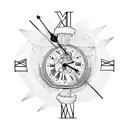 clock burning tattoo design idea