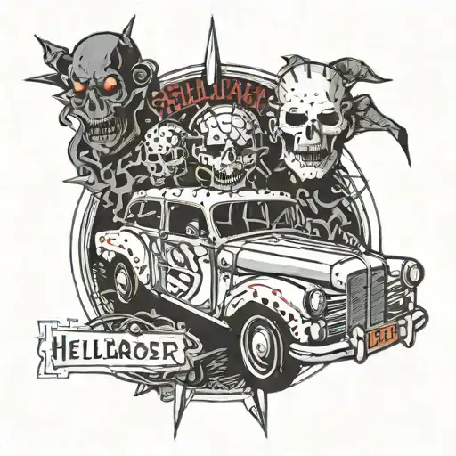 hellraiser text with car theme  tattoo design idea