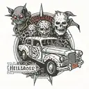 hellraiser text with car theme  tattoo design idea