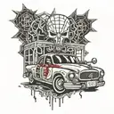 hellraiser text with car theme  tattoo design idea