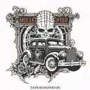 hellraiser text with car theme  tattoo design idea