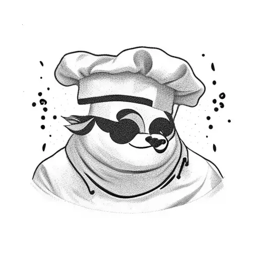 A chef cook with a panda apron and a hip hop pose tattoo design idea