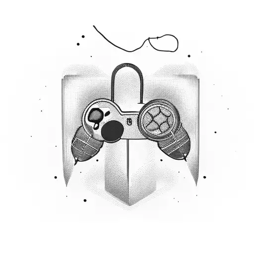 A game controller intertwined with a woman's silhouette tattoo design idea