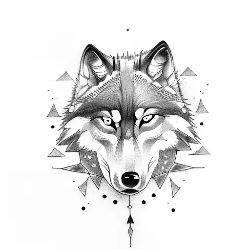 Wolf with arrows tattoo design idea