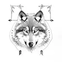 Wolf with arrows tattoo design idea