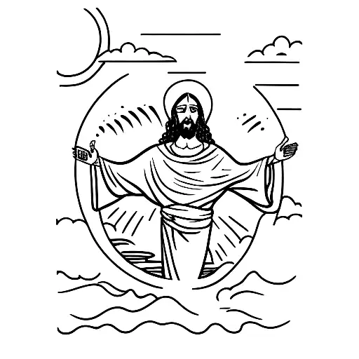 peter saw jesus on water tattoo design idea