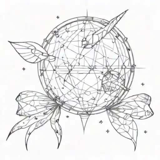 mirrorball and bow tattoo design idea