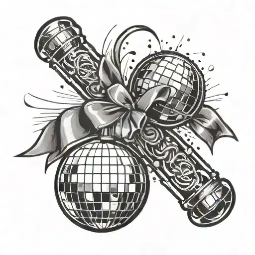 mirrorball and bow tattoo design idea