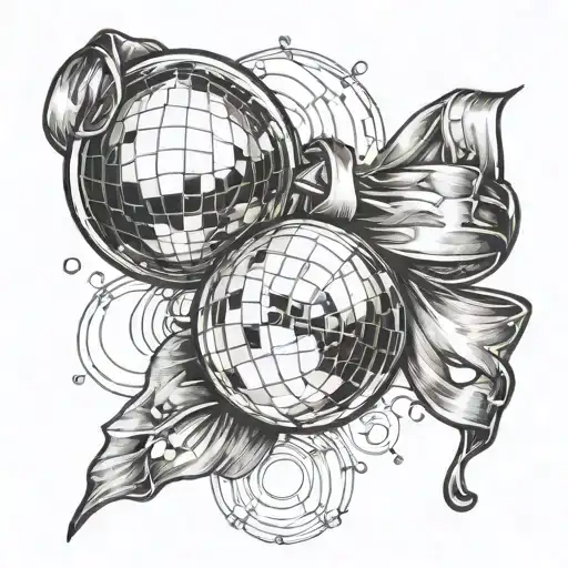 mirrorball and bow tattoo design idea