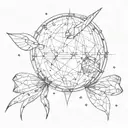 mirrorball and bow tattoo design idea