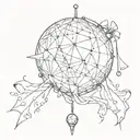 mirrorball and bow tattoo design idea