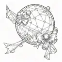 mirrorball and bow tattoo design idea