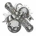 mirrorball and bow tattoo design idea