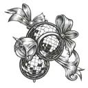 mirrorball and bow tattoo design idea