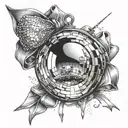 mirrorball and bow tattoo design idea