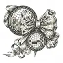 mirrorball and bow tattoo design idea