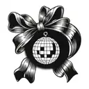 mirrorball and bow tattoo design idea