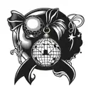 mirrorball and bow tattoo design idea