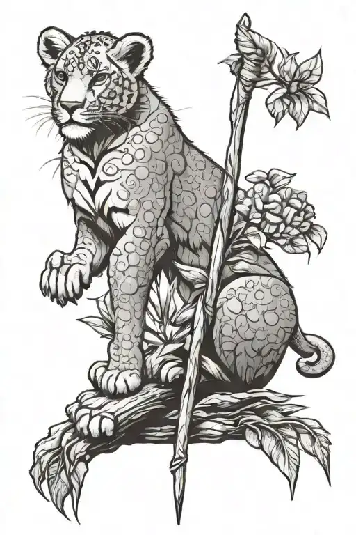 simba and pile pole tattoo design idea