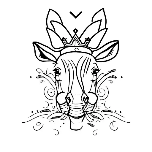 A minimalist tattoo of a donkey wearing a crown, representing your favorite animal and your love for the city of Istanbul. tattoo design idea