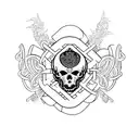 An intricate design featuring an uzi and rap lyrics intertwined, symbolizing your passion for both music and your gangster lifestyle. tattoo design idea