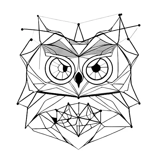 geometrical head of owl tattoo design idea