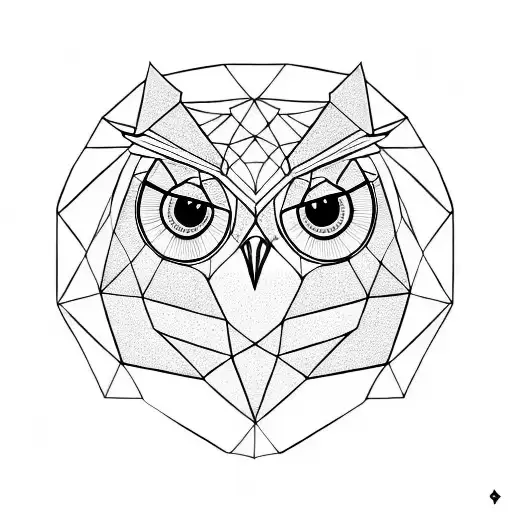 geometrical head of owl tattoo design idea