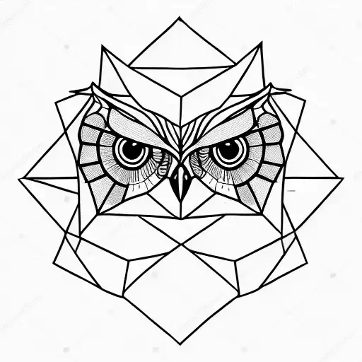geometrical head of owl tattoo design idea