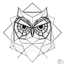 geometrical head of owl tattoo design idea