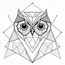 geometrical head of owl tattoo design idea