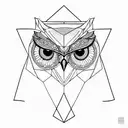 geometrical head of owl tattoo design idea