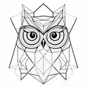 geometrical head of owl tattoo design idea