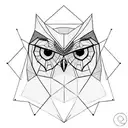 geometrical head of owl tattoo design idea