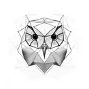geometrical head of owl tattoo design idea