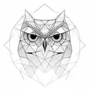 geometrical head of owl tattoo design idea