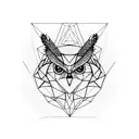 geometrical head of owl tattoo design idea
